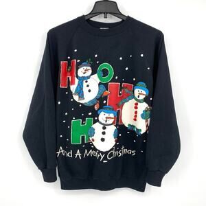 Vintage 1992 EZL Christmas Snowman Sweatshirt Women's One Size Fits All (XL)
